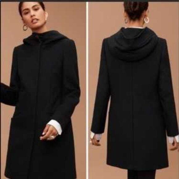 Hooded black wool coat - Picture 8 of 8